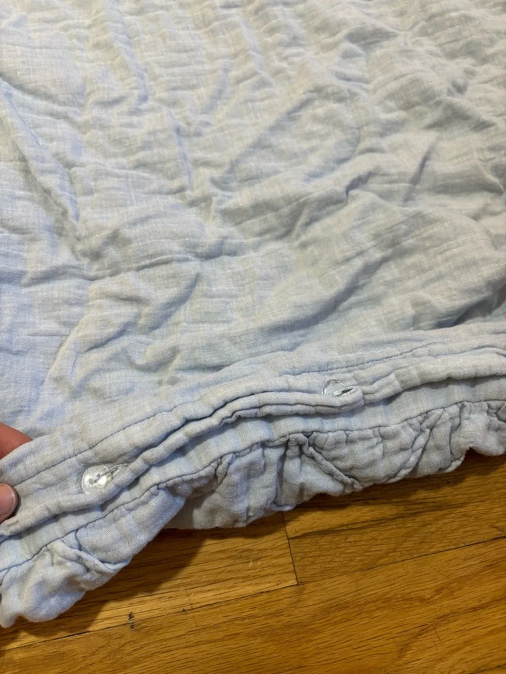 Anthropologie Twin Size Light Blue Chevron Quilted Duvet Cover Cotton